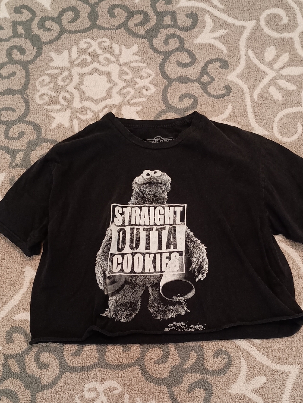 Sesame Street Black Cookie Monster 'Straight Outta Cookies' Graphic Tee